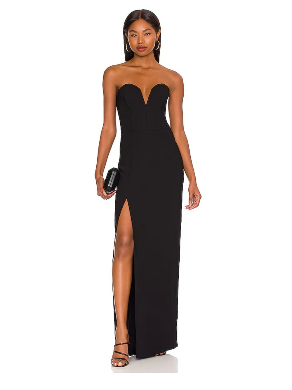 Amanda Uprichard Cherri Gown Maxi Strapless Black Dress Medium